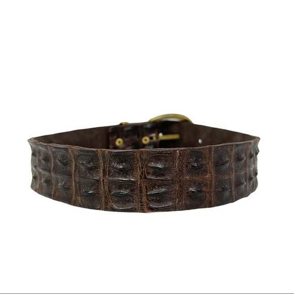 Antique Genuine Brown Hornback Belt Solid Brass Backle main image 4